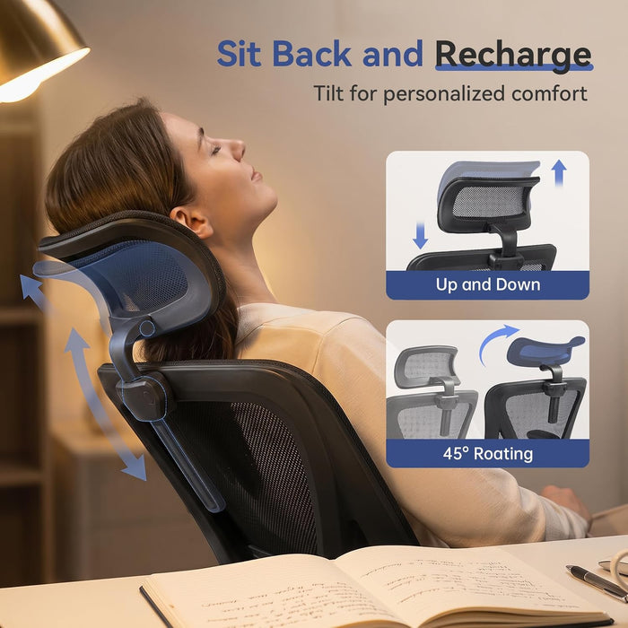 Mesh Office Chair, Computer Desk Chair with Flip-Up Arm Black