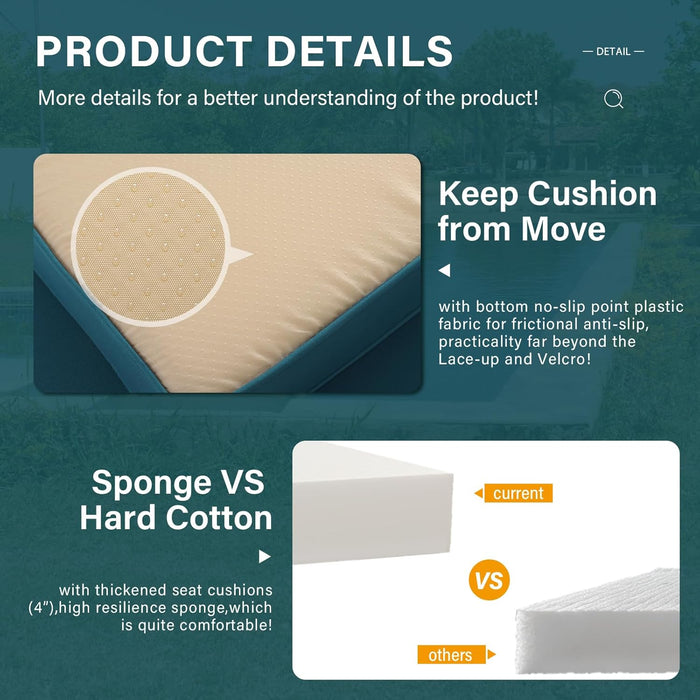 4 Piece Patio Furniture Set 45In Fire Pit Table Outdoor Furniture Sets Patio Couch Outdoor Chairs 50000 BTU Propane Fire Pit with No-Slip Cushions and Waterproof Covers, Peacock Blue