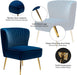 Navy Velvet Wingback Upholstered Chair Gilded Legs