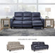 Mercomatic Contemporary Leather Match Wall Hugger Power Reclining Sofa with Adjustable Headrest and USB Ports, Blue