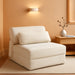 Beige Upholstered Folding Sofa Bed Convertible Floor