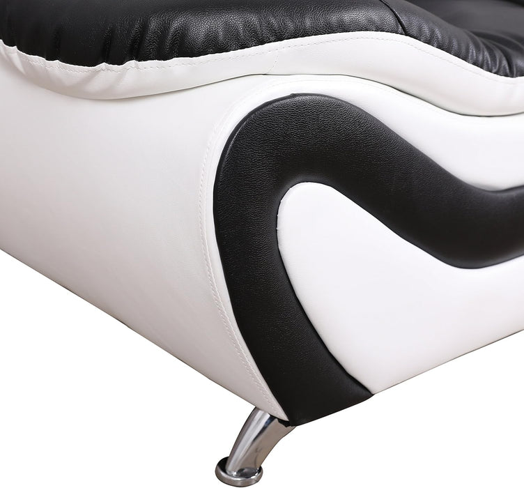 3 Piece Aldo Modern Sofa Set, Black/White