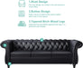 3 Piece Living Room Set, Sectional Chesterfield Sofa Chair Contemporary Upholstered Artificial Leather Loveseat Couch Sets for Living Room, Bedroom, Office (Black)
