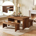 55" Dining Table with 2 Benches, Dining Table Set for 4-6 People, Farmhouse Kitchen Table with Bench, Dining Room Table Set
