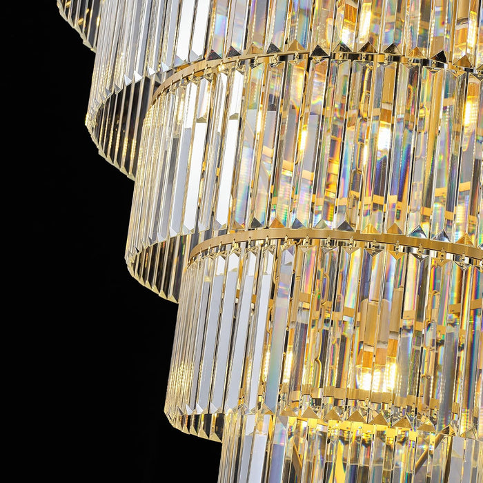 40-Inch Large Crystal Chandeliers 7-Tier Modern Gold K9 Crystal Chandelier,20-Light Luxury round Crystal Chandelier for High Ceiling Entryway Staircase Living Room Foyer