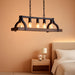 Rustic Kitchen Island Dining Room Light Fixture Farmhouse Linear Chandelier Black and Retro Wood Finish 5-Light Industrial Metal Hanging Pendant Light UL Listed L33.5 W10.6