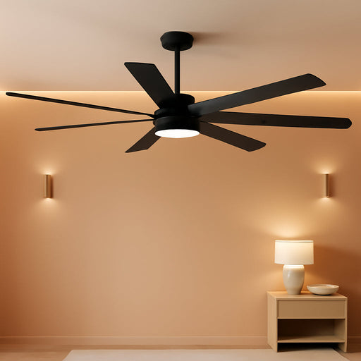 72 Inch Ceiling Fans with Lights, APP & Remote Control, Dimmable, 2700K-6000K Color Changing, 6 Speed Reversible, Quiet DC Motor, Black Modern Ceiling Fan for Indoor Living Room Outdoor Patio