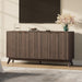 59'' Sideboard Buffet Storage Cabinet with Metal Handle, Fluted Cabinet with Rounded Corners, Modern Buffet Table Accent with 4 Doors for Coffee Bar, Console Table,Walnut