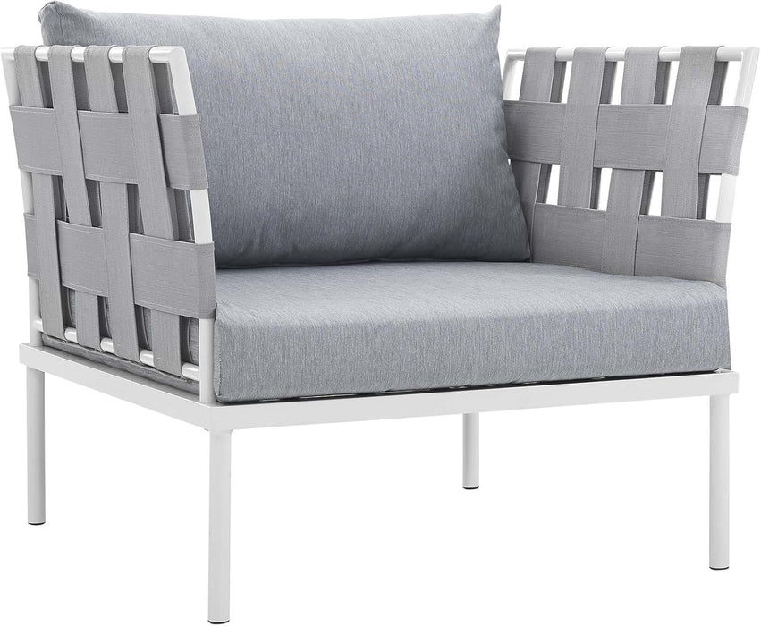 Harmony 8-Piece Aluminum Outdoor Patio Furniture Sectional Sofa Set with Cushions in White Gray