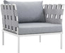 Harmony 8-Piece Aluminum Outdoor Patio Furniture Sectional Sofa Set with Cushions in White Gray