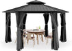 13x15 Ft Gray Hardtop Aluminum Gazebo OutdoorPatio