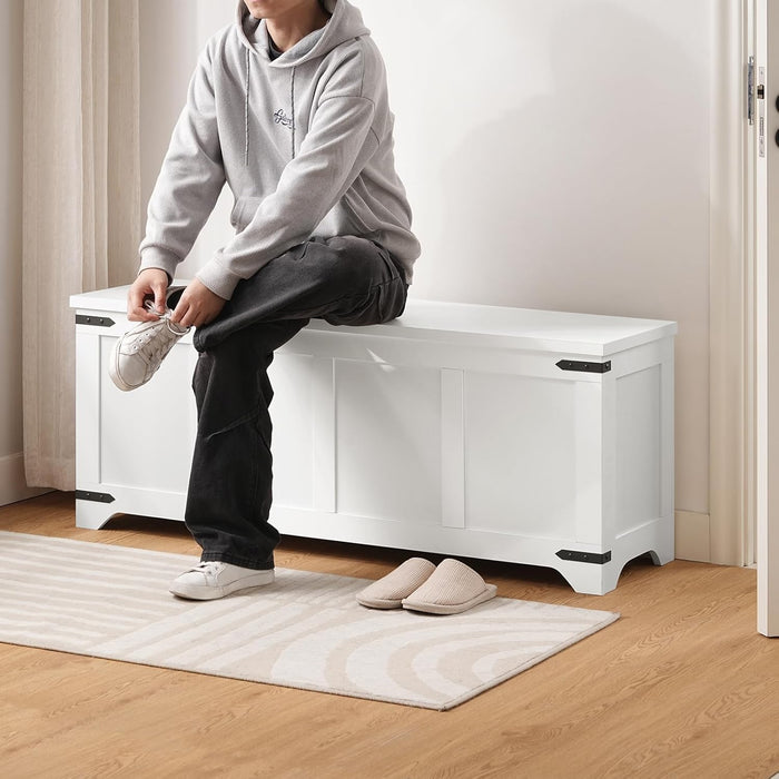 Premium White Storage Chest 47.2 Inches Contemporary