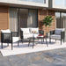 4 Piece Patio Furniture Set, Rattan Side Arm & Back, Semicircular Design