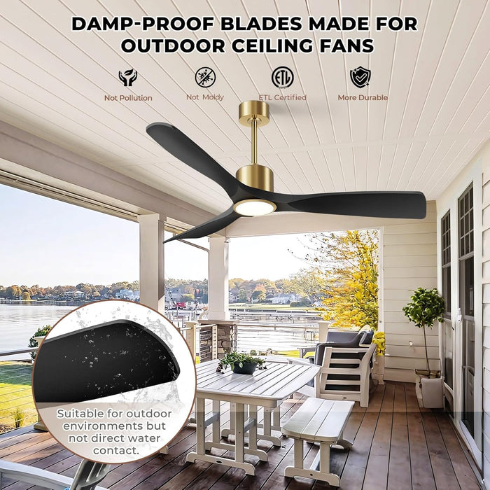 52 Inch MatteBlack Ceiling Fan EnergyEfficient Remote