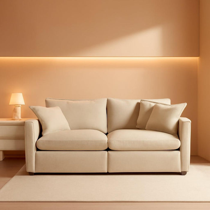 Luxury Loveseat Sofa Couch, 76" Modern Chenille Deep 2-Seater Cloud Couch with 2 Armrest Pillows and 2 Toss Pillows, Love Seat for Living Room Bedroom Office Apartment, Light Coffee