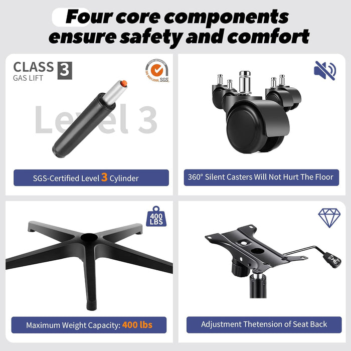 Office Chair Mesh Computer Chairs with Adjustable Lumbar Support