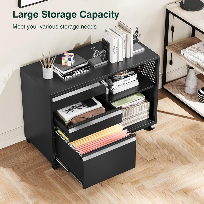 Black 3 Drawers Lockable Industrial Filing Cabinet