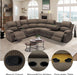Manul Recliner Sectional Sofa for Living Room, Corduroy Fabric Sectional Reclinig Couch L Shape Recliner Sofa with Cup Holders, Storage Console and Drop down Table (Peanut)