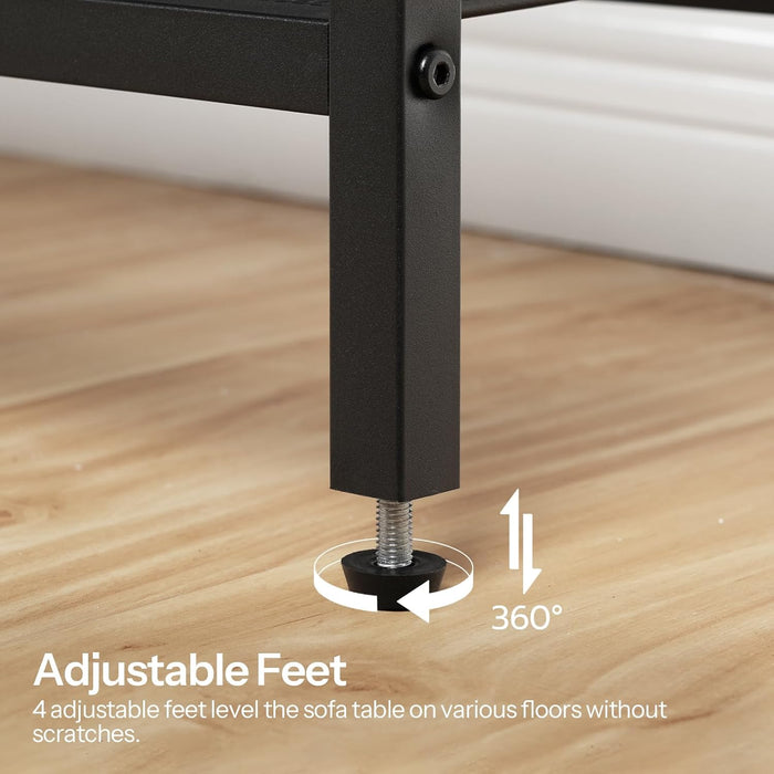 29.5" Narrow Console Table with 2 Fabric Drawers, Sofa Table, Small Entryway Table with 3-Tier Storage Shelves, behind Couch Table, for Living Room, Hallway, Greige and Black BG72XG01