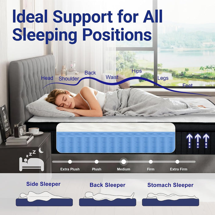 Full Mattress 12 Inch Hybrid Mattress in a Box with Memory Foam