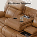 Genuine Leather Power Recliner Sofa, Wall Hugger Reclining Sofa with Drop down Table, Power Headrest, Drawers, Charging Ports, Reclining Sectional Couch for Living Room, RV, Saddle