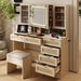Vanity Table With Electroluminescent LED Mirror Natural