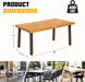 Dining Table for 6 Acacia Wood Indoor Outdoor Home Kitchen Table with Iron Legs Large Rectangular Patio Table for Deck, Sunroom