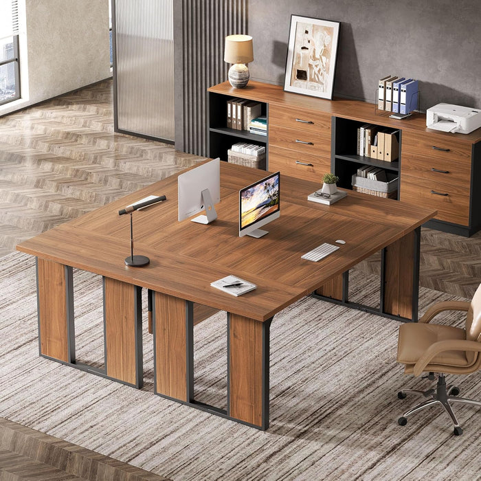 63Inch LShaped Executive Desk With Storage Shelves