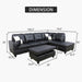 Black L-Shaped 3-Piece Faux Leather Sofa with Storage Ottoman Set, Sectional Couch Leather-Like Sofa Set for Living Room, Office, Small Space