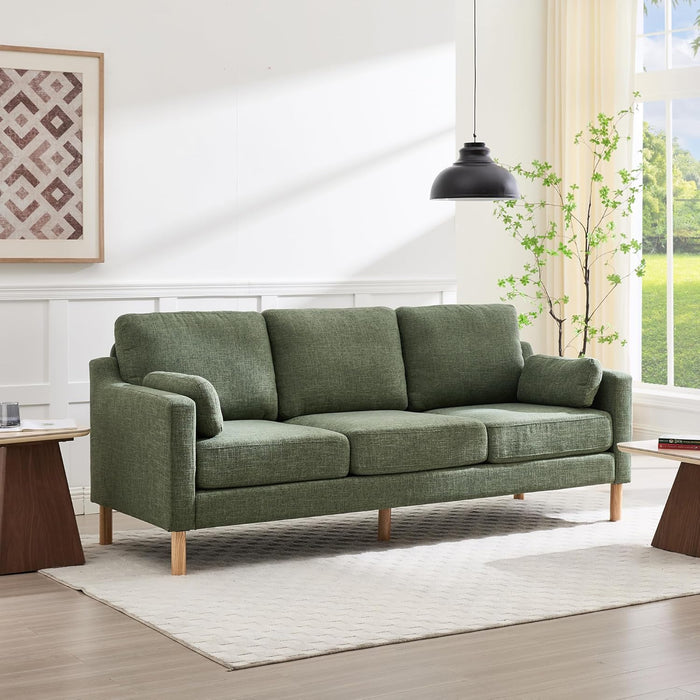 Darkgreen Linen Upholstered Mid Century Modern Sofa