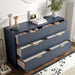 6 Drawer Fluted Dresser for the Bedroom, 55" Wide Wooden Dresser with Deep Drawers, Large Floor Chest of Drawers, Modern Long TV Stand, Storage Cabinet for Livingroom, Hallway, Blue