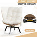 Swivel Wicker Chair PE Rattan Chair with Cushion, Oversized Patio Lounge Chair for Outdoor, Indoor, Balcony, Backyard, Garden, Living Room, Beige