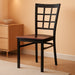HERCULES Series Black Window Back Metal Restaurant Chair - Mahogany Wood Seat