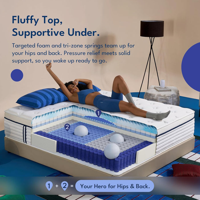 12 Inch Queen Size Mattress in a Box, Medium Firm Mattress of Cooling Gel Memory Foam & Individual Pocket Coils for Motion Isolation & Pressure Relief, Certipur‑Us Certified
