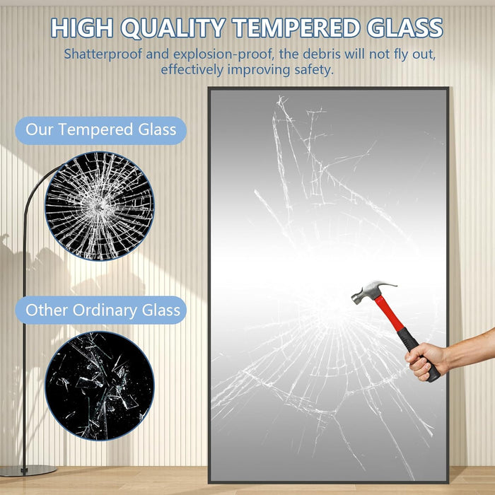 Large Mirror Full Length 72"X44",Oversized Floor Mirror with Stand
