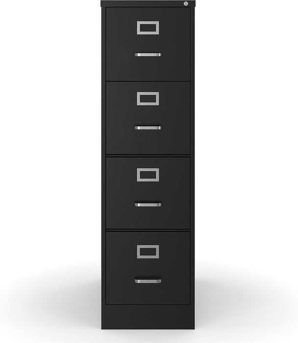 4-Drawer Vertical File Cabinet, Letter/Legal, Locking, Black
