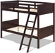 Wood Twin over Twin Bunk Beds Convertible 2 Individual Twin Beds for Kids Children, Solid Rubberwood Bunk Bed with Ladder and Safety Rail (Espresso)