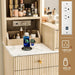 44 Inch Oak Vanity Desk With Lighted Mirror And Power Outlet