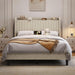 Queen Bed Frame with USB Charging Station and Storage Shelf/Upholstered Headboard Platform Bed with Wing Side/Wooden Slats Support/Noise Free/No Box Spring Needed/Easy Assembly, Cool Beige