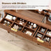 43.3'' Vanity Desk with Mirror and Lights, with Glass Tabletop, with 5 Drawers & Shelves,Makeup Vanity Set for Bedroom, Walnut1