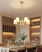 Chandeliers for Dining Room, 5-Light Gold Chandelier Light Fixture, E26 Base-Dining Room Light Fixtures over Table with White Shade, Farmhouse Chandelier for Bedroom Living Room Foyer Entryway