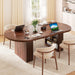 78.7" Dining Table for 6-10 People, Oval Dining Room Table with 3-Tier Storage Shelf, Modern Wood Kitchen Tables with Heavy Duty Pedestal Base for Home, Dining Room, Walnut