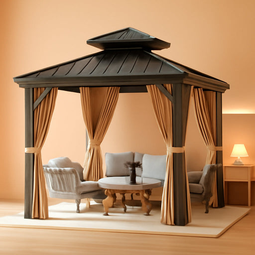 10x10 Durable Aluminum Hardtop Gazebo Permanent Pavilion