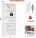 5-Tier Farmhouse Bookshelf, 69" Open Bookcase, Adjustable Shelf, White | Tall Storage Shelf Rack, 23.6"W Wooden Floor Standing Storage Organizer for Living Room, Home Office & Study, Anti-Tip
