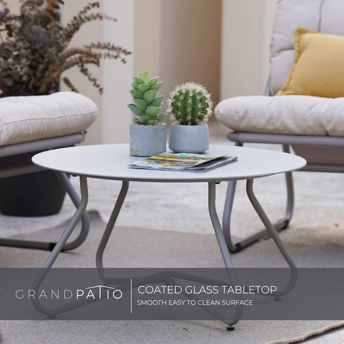 Outdoor Sofa Set, Comfy E-Coated Outdoor Furniture Set for 4 Person with Thick Olefin Cushions, Samba Patio Conversation Set with Coffee Table for Backyard,Garden,Porch,Poolside, Beige