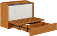 Hamilton Full Murphy Bed Chest with Mattress, Storage, and Built-In Charger in Light Toffee