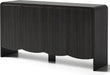 Fluted Sideboard Buffet Cabinet with Storage,58" Modern Sideboard Cabinet with Curved Design & Adjustable Shelves,Wood Console Table for Living Room,Entryway,Kitchen,Black