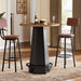 round Bar Pub Table, 39.4" H Bistro Cocktail Table with Metal Footrest for Drinking & Gathering, Industrial Home Bar High Top Unit, Small Spaces, Brown & Black