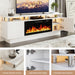 Fireplace TV Stand with 36" Fireplace, 2 Tier 70" LED Entertainment Center with Fireplace for Tvs up to 80", Modern Wood TV Media with Storage Cabinets for Living Room, White