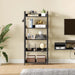 Black Five Tier Bookshelf With Hooks IndustrialWood